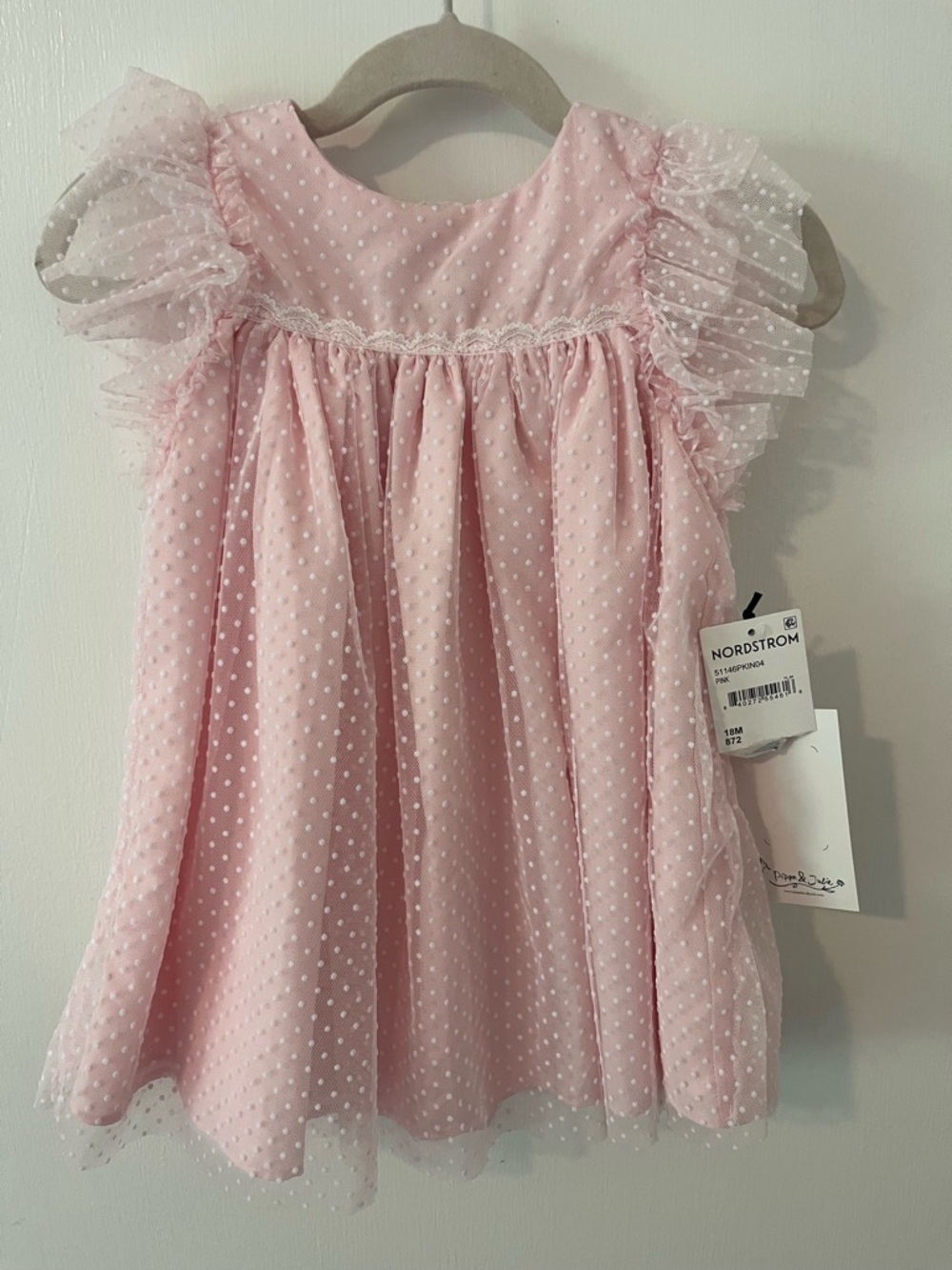 NWT Pippa & Julie Mesh Dot Float Dress Pink 18M
